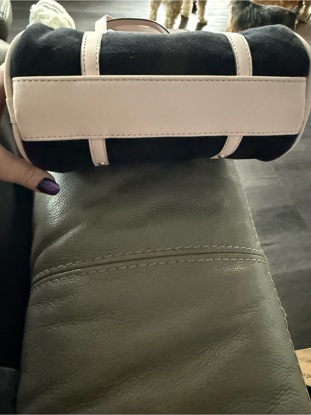 Juicy Couture Black Mini Barrel Bag with Pale Pink Trim - Picture 9 of 11